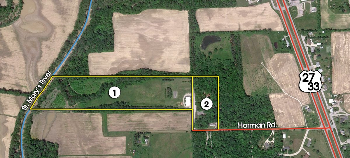 Tract map - 27 Acres offered in 2 Tracts or Combination, Former U.A.W. Hall
